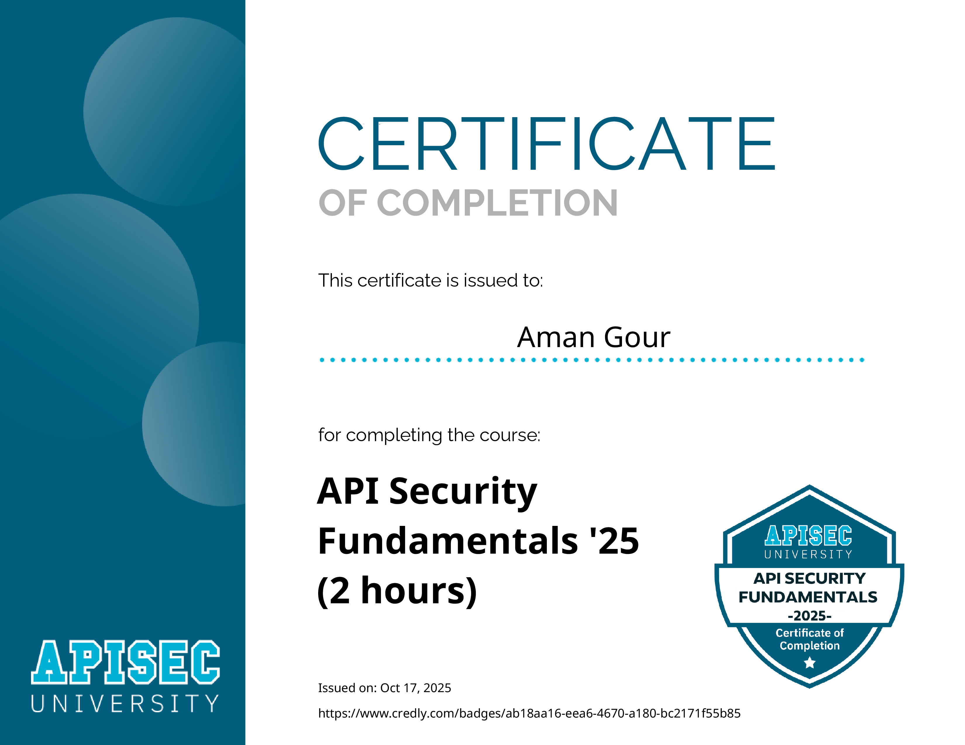 API Security Fundamentals Certificate